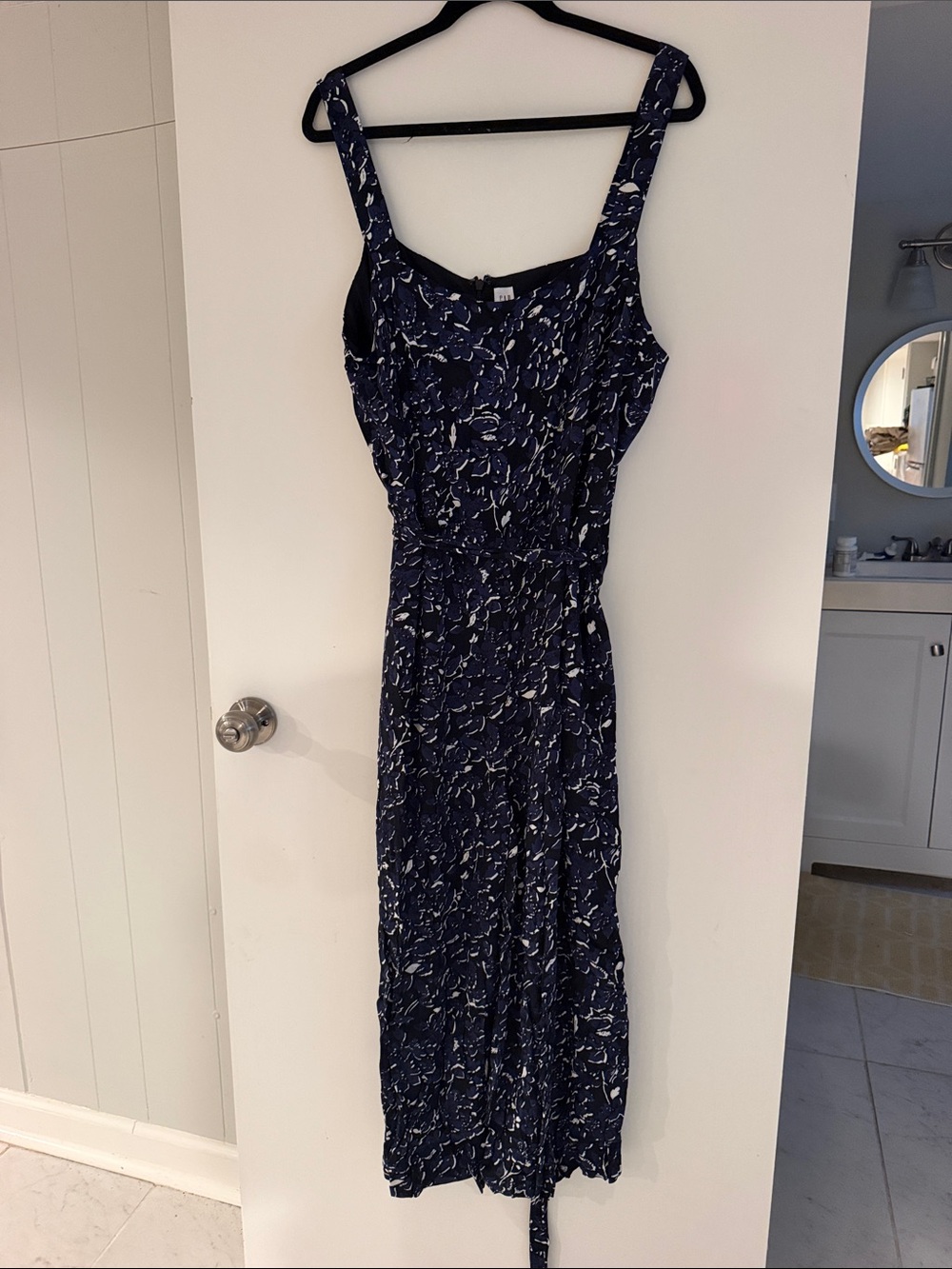 GAP Navy Floral Jumpsuit with Adjustable Waist